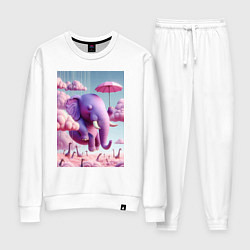 Женский костюм Розовый слон под зонтом в облаках
