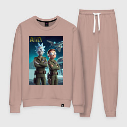 Костюм хлопковый женский Rick and Morty - air force нейроарт, цвет: пыльно-розовый