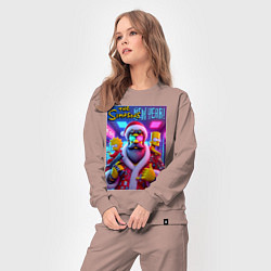 Костюм хлопковый женский Simpsons new year - ai art fantasy, цвет: пыльно-розовый — фото 2