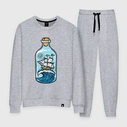 Костюм хлопковый женский Парусник в бутылке, цвет: меланж