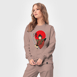 Костюм хлопковый женский Гордый самурай, цвет: пыльно-розовый — фото 2