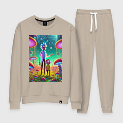 Костюм хлопковый женский Morty and Rick on a neon planet, цвет: миндальный