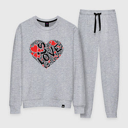 Костюм хлопковый женский Love is - text drawing, цвет: меланж