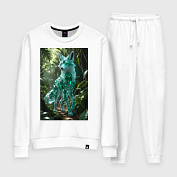 Костюм хлопковый женский Кристальный волк в джунглях, цвет: белый