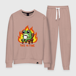 Костюм хлопковый женский Frog - this is fine, цвет: пыльно-розовый