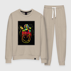 Костюм хлопковый женский Нирвана рок группа, цвет: миндальный