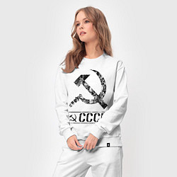 Костюм хлопковый женский Серп и молот черный, цвет: белый — фото 2