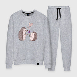 Костюм хлопковый женский Свидание влюбленных ежиков, цвет: меланж