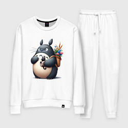 Костюм хлопковый женский Totoro and black cat - anime, цвет: белый