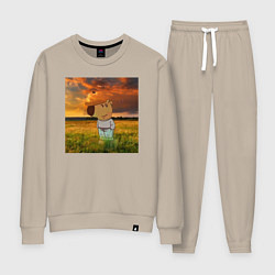 Костюм хлопковый женский Чисто чилловый парень, цвет: миндальный