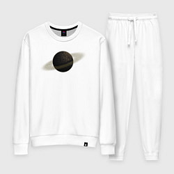 Костюм хлопковый женский Планета арт, коричневая с кольцом, цвет: белый