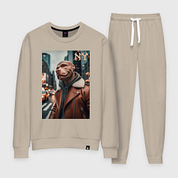 Женский костюм Чувак питбуль смотрящий Нью-Йорка - нейроарт