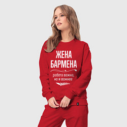 Костюм хлопковый женский Жена бармена важна, цвет: красный — фото 2