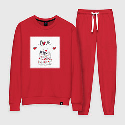 Костюм хлопковый женский Любовная романтика, цвет: красный