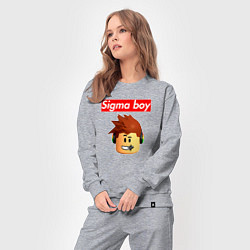 Костюм хлопковый женский Sigma boy roblox head - мем Роблокс Сигма бой, цвет: меланж — фото 2