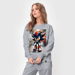 Костюм хлопковый женский Ежик Шедоу стоит в коридоре, цвет: меланж — фото 2