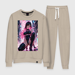 Костюм хлопковый женский Тифа Локхарт из Final Fantasy VII в стиле киберпан, цвет: миндальный