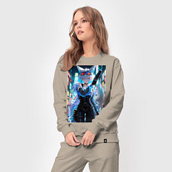 Костюм хлопковый женский Лиса наемник в стиле Cyberpunk, цвет: миндальный — фото 2