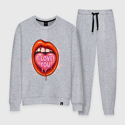 Костюм хлопковый женский I love you, цвет: меланж