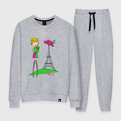 Костюм хлопковый женский Прогулка по Парижу, цвет: меланж