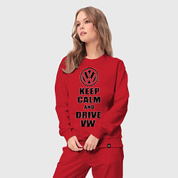 Костюм хлопковый женский Keep Calm & Drive VW, цвет: красный — фото 2