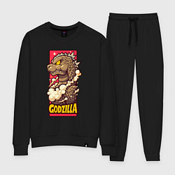 Костюм хлопковый женский Pink godzilla, цвет: черный