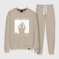 Костюм хлопковый женский Depeche Mode world violation, цвет: миндальный