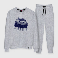 Костюм хлопковый женский Спорткар в синих тонах, цвет: меланж