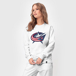 Костюм хлопковый женский Columbus blue jackets - hockey team - emblem, цвет: белый — фото 2