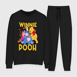 Костюм хлопковый женский Winnie Pooh hugs, цвет: черный