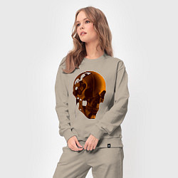 Костюм хлопковый женский Оранжевый череп в тенях, цвет: миндальный — фото 2