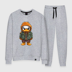 Костюм хлопковый женский Утёнок в куртке с капюшоном, цвет: меланж