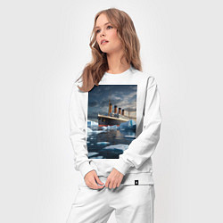 Костюм хлопковый женский Титаник плывет среди айсбергов, цвет: белый — фото 2