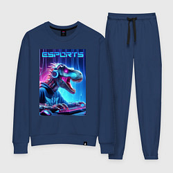 Костюм хлопковый женский Tyrannosaurus is esports player - neon glow, цвет: тёмно-синий