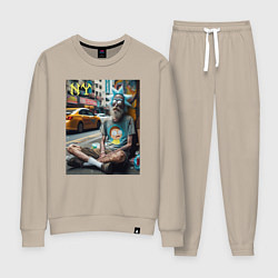 Костюм хлопковый женский Rick Sanchez is a hippie from New York, цвет: миндальный