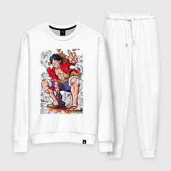 Костюм хлопковый женский One piece Луффи, цвет: белый