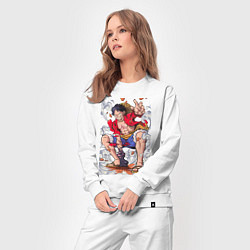 Костюм хлопковый женский One piece Луффи, цвет: белый — фото 2