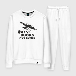 Костюм хлопковый женский Книжки а не бомбы, цвет: белый