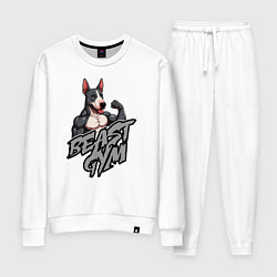Костюм хлопковый женский Beast gym dog, цвет: белый