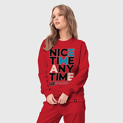 Костюм хлопковый женский Nice time any time, цвет: красный — фото 2