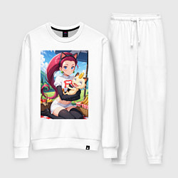 Костюм хлопковый женский Джесси и Мяут на пикнике, цвет: белый