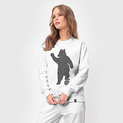 Костюм хлопковый женский Мишка футболист, цвет: белый — фото 2