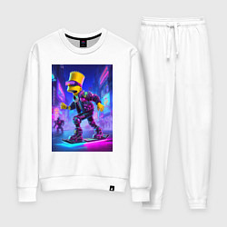 Костюм хлопковый женский Bart Simpson on a hoverboard - cyberpunk ai art fa, цвет: белый