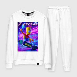 Костюм хлопковый женский Bart Simpson on a skateboard - extreme ai art, цвет: белый