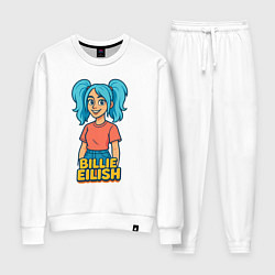Костюм хлопковый женский Билли Айлиш мультяшка, цвет: белый