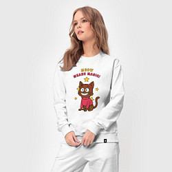 Костюм хлопковый женский Meow means magic, цвет: белый — фото 2