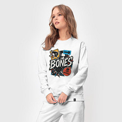 Костюм хлопковый женский Bones в стиле наклеек, цвет: белый — фото 2