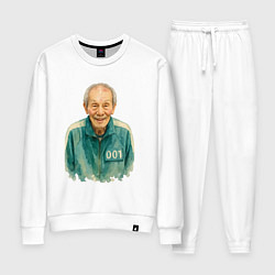 Костюм хлопковый женский Игрок 001 Игра в кальмара, цвет: белый