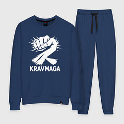 Костюм хлопковый женский Крав-мага кулак, цвет: тёмно-синий