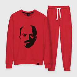 Костюм хлопковый женский Владимир Ленин абстрактный портрет, цвет: красный